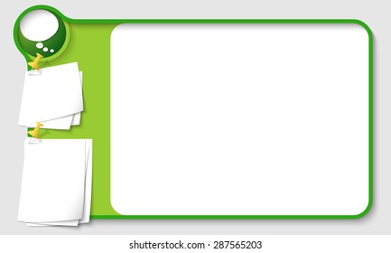 Abstract frame for your text with speech bubble and  papers for remark