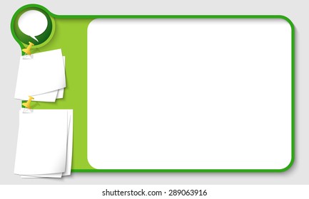 Abstract frame for your text with speech bubble and  papers for remark