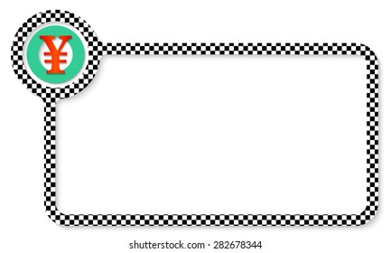 Abstract frame for your text with square pattern and yen symbol