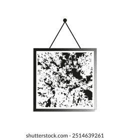 Obra de arte enmarcada Abstractas. Textura en blanco y negro. Marco cuadrado colgante. Diseño de Vector minimalista.