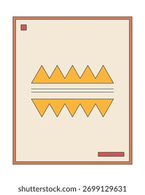Abstrato emoldurado geométrica parede arte 2D desenho animado objeto. Cartaz minimalista com formas triangulares. Arte moderna. Decoração escandinava isolada elemento plano vetor clip art em branco. Ilustração pontual