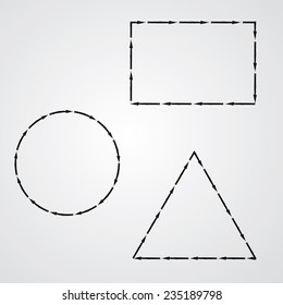 Abstract Frames with Arrows in Grunge Style. Geometric Shapes