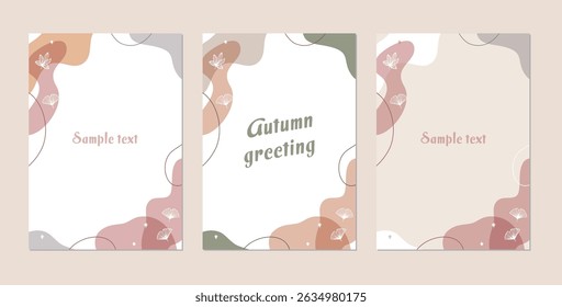 Abstract frames with autumn image set