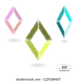 Abstract frames in form of rhombuses for text in pastel colors on  white background. Minimalist design templates for design of posters, paintings, textiles, web design, magazine. Vector illustration.