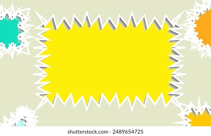 abstract frames with grunge lines on yellow background. social media post template. Vibrant Abstract Starburst Pattern Background. horizontal banner with geometric shape element. children background 
