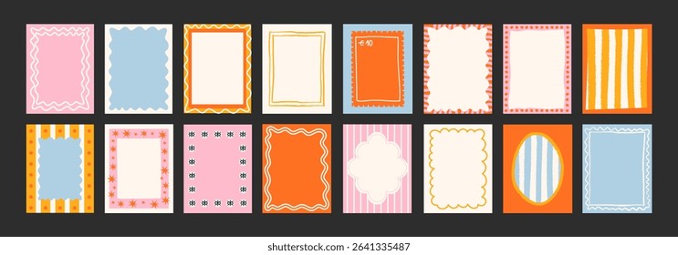 Abstract frames posters in minimalist style. Wall decor, trendy banners in the cartoon style of Matisse.Linear drawings, decor of wallpaper, walls, print and postcards