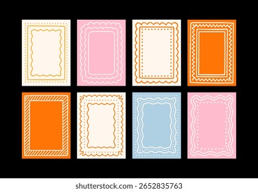 Abstract frames posters in minimalist style. Wall decor, trendy banners in the cartoon style of Matisse.Linear drawings, decor of wallpaper, walls, print and postcards
