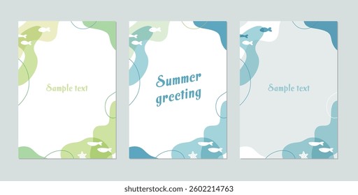 Abstract frames with summer image set