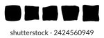 Abstract frames with textured grunge jagged edges. Black piece cut out for collage, text box, sticker. Isolated torn paper set. Ripped shape silhouettes collection.  