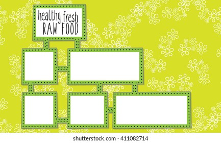 Abstract frames for your text and healthy fresh raw food headline