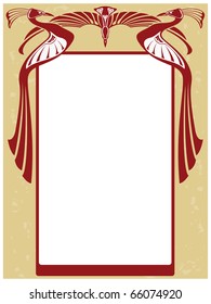 Abstract framework from with birds of paradise in style art-nouveau (grunge removed)