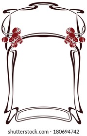 Abstract framework from the bound lines and flowers based on style art-nouveau 