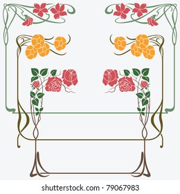 Abstract framework from the bound plants and flowers in style art-nouveau