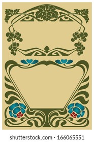 Marco abstracto de las plantas encuadernadas en estilo art-nouveau