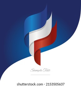 Abstract France 3D wavy flag blue white red modern ribbon strip logo icon abstract background vector