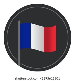 Abstract France Flag Flat Icon in Circle Isolated on White Background