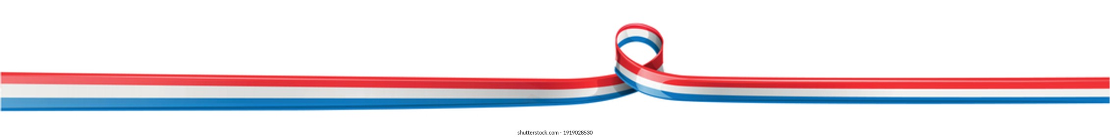 abstract France flag ribbon on white  background