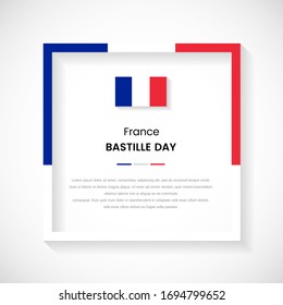Abstract France flag square frame stock illustration. Creative country frame with text for Bastille day of France.
