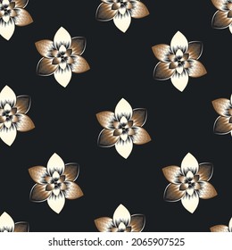 abstract frangipani floral background vector tropical seamless pattern. black background. vintage decorative texture. colorful flowers wallpaper