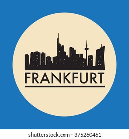 Abstract Frankfurt, Skyline, With Various Landmarks, Vector Illustration