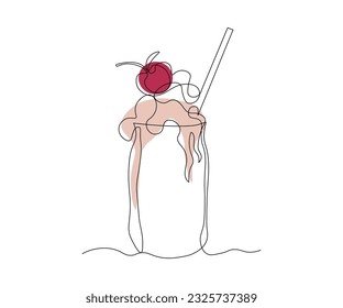 abstract freak shake, cocktail, dessert Continuous One Line Drawing