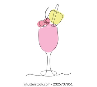 abstract freak shake, cocktail, dessert Continuous One Line Drawing