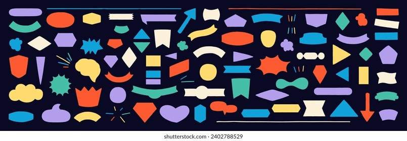 Abstract free form design elements collection. Trendy bold brutalistic hand drawn shapes. Minimalistic simple silhouette of figures. Vector template