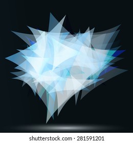 abstract free form of triangles, glowing in the dark.