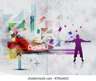 Abstract freedom man with abstract beautiful background design.