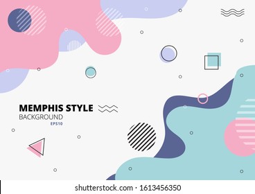 Abstract freeform shape geometric pastel color on white background memphis style. Vector illustration