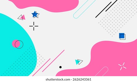 Abstract freeform shape geometric pastel color on white background memphis style.