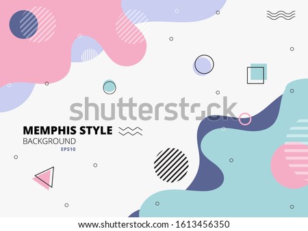 Abstract freeform shape geometric pastel color on white background memphis style. Vector illustration