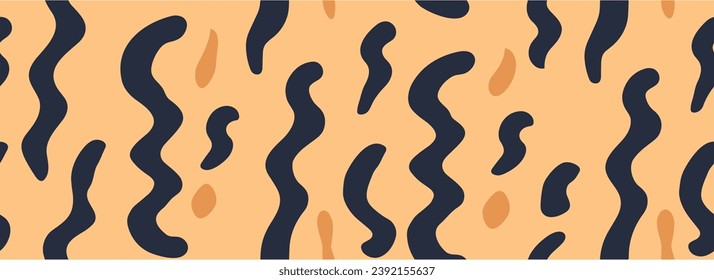 Abstract Freehand Background Design. Halftone monochrome texture background. Organic rounded maze lines ornament. Vector illustration. Seamless.