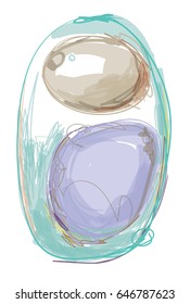 Abstract freehand digital painting art created on digital drawing tablet, creative artwork with colorful shapes and brush strokes