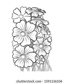 Abstract Freehand doodle Flower, Black and white hand drawn, For Background, textile, wrapping, wallpaper,