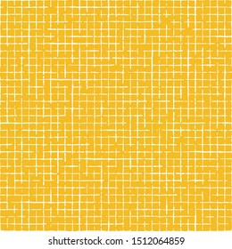  Abstract freehand seamless pattern in checkered, textured yellow background. Vector illustration for wrapping paper, textile, fabric or wallpaper.