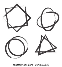 Abstract freehand shapes. Ink brush stroke drawing. Brush texture. Vector illustration. stock image. 