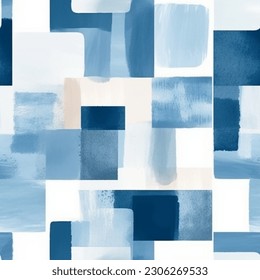 Abstract French Blue and White  Scandinavian Seamless Pattern