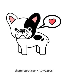 Abstract french bulldog with heart