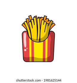 Abstract French Fries Fast Food Cartoon Icon Illustration Symbol Logo Food Flat Vector Design Style