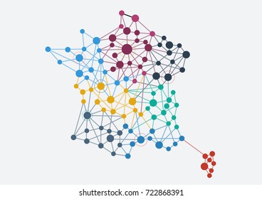 Abstract french network with map and link