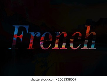 Abstract French Text Effect Design Black Background