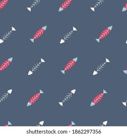 Abstract Fresh Fish Meat and Bones Vector Graphic Art Seamless Pattern can be used for Background and Apparel Design