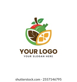 Abstract fresh fruit logo design nature organic and fruit logo design template