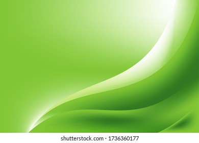 Abstract Fresh Green Natural Wave Background Design, Flowing Green Stylish Background Template Vector