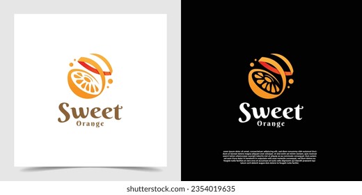 Abstract fresh orange slice icon logo vector template