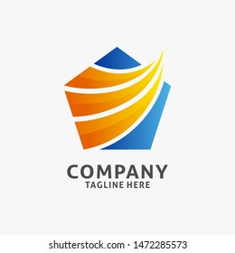 Abstract fresh pentagon logo design 
