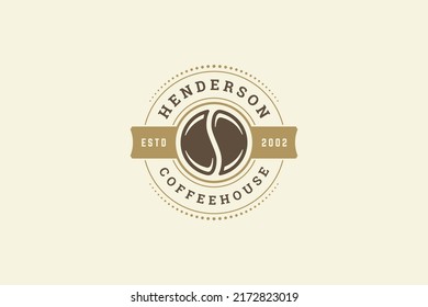 Abstract fresh roasted delicious coffee bean circle frame decorative logo template design vector illustration. Fragrance gourmet hot caffeine beverage coffeeshop vintage emblem branding identification