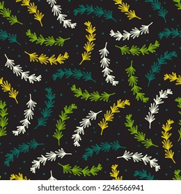 Abstract Fresh Rosemary Leaves Vector Art Seamless Pattern can be use for background and apparel design