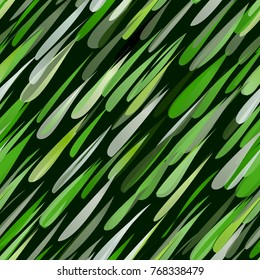 Abstract fresh seamless pattern out of falling drops placed on dark background. Green and grey colors, halftones.